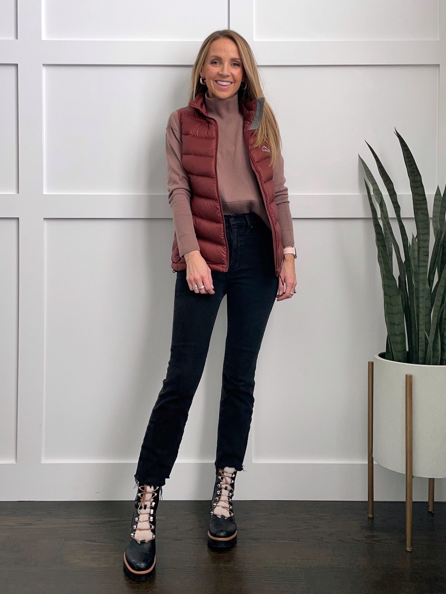 Puffer Vest with Black Jeans
