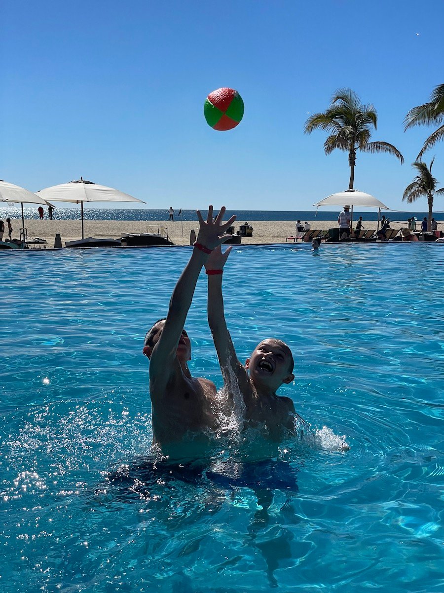 playing in the pool