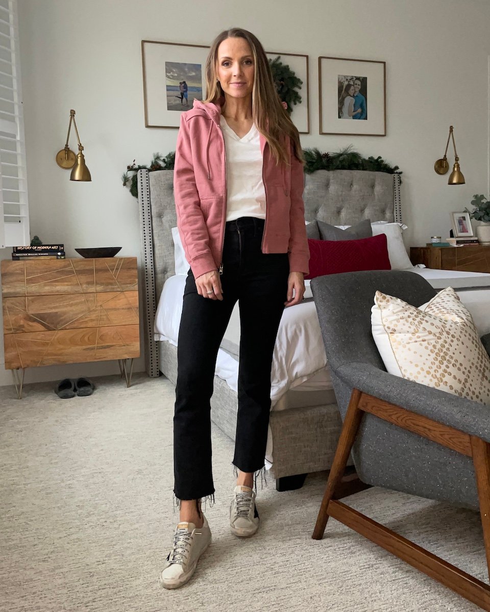 zip hoodie with jeans