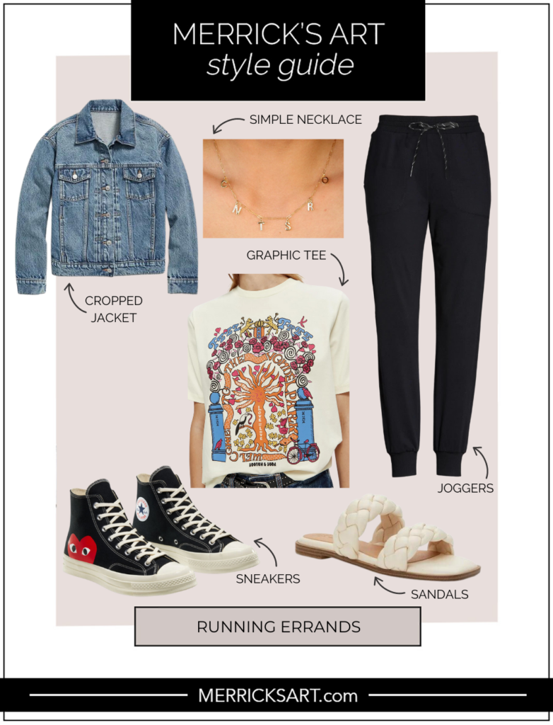 RUNNING ERRANDS joggers graphic tee
