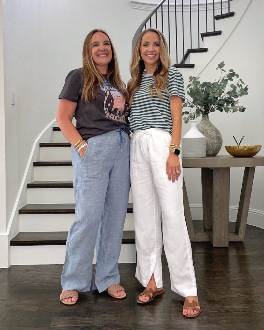 linen pants with tee