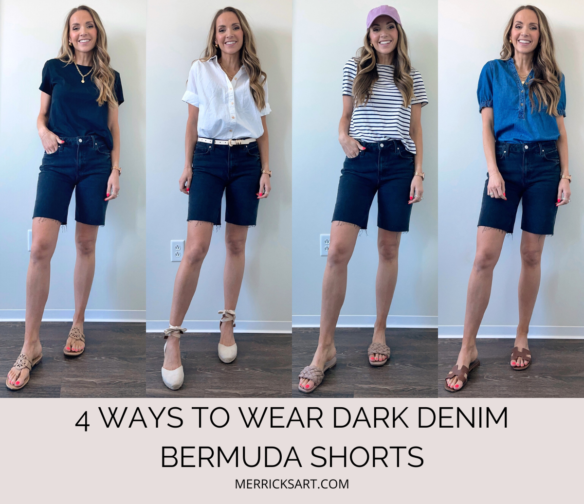 4 ways to Wear Dark Denim Bermuda Shorts