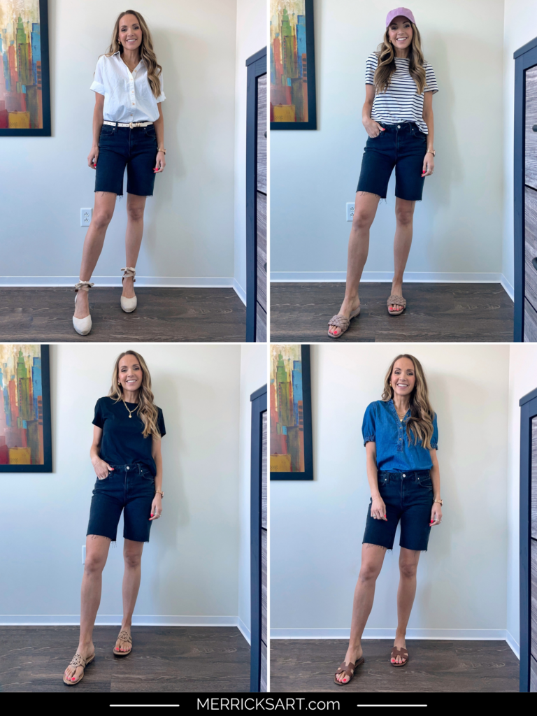 4 ways to Wear Dark Denim Bermuda Shorts
