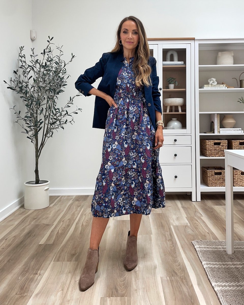 loft dress with blazer