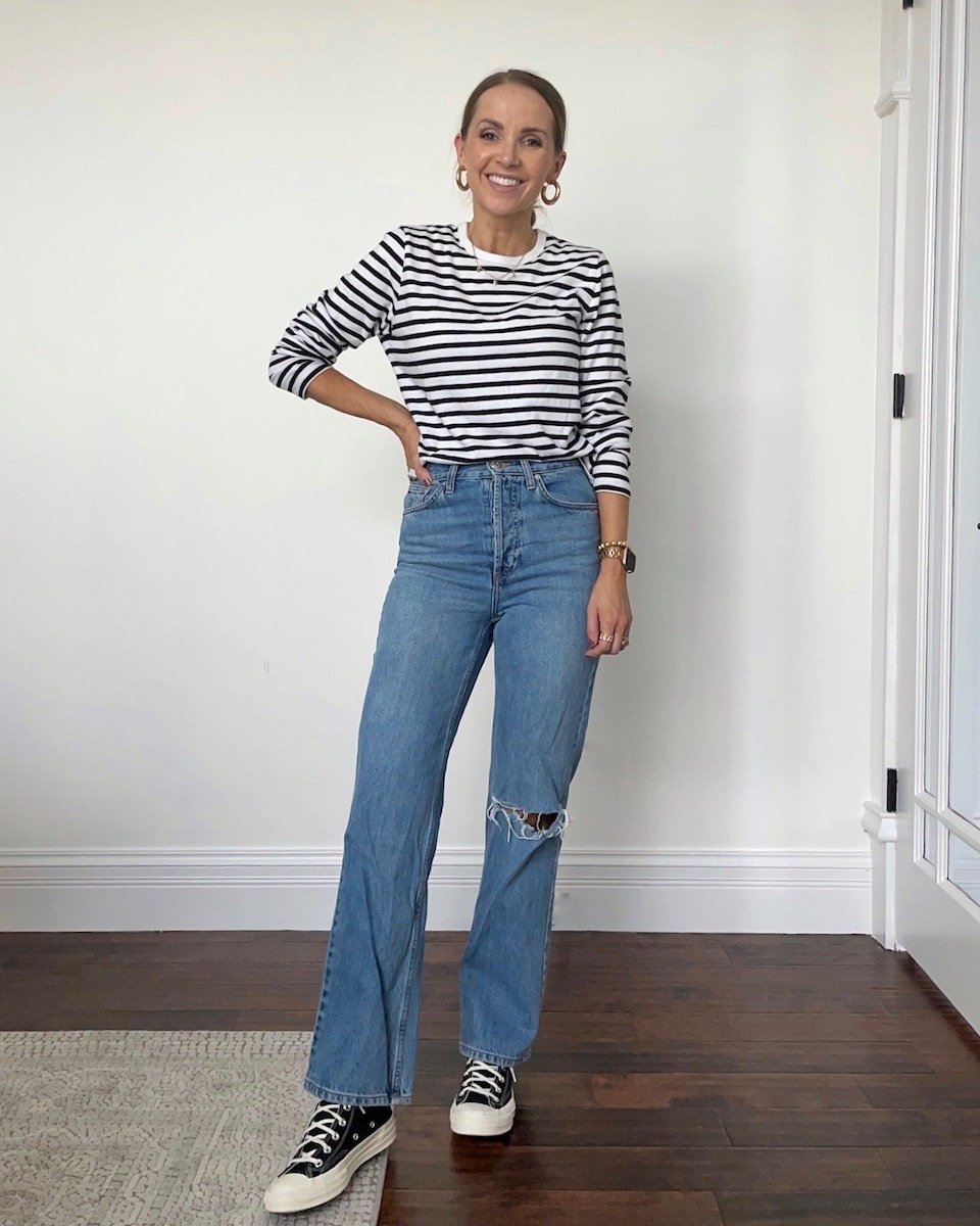 full length jeans with sneakers