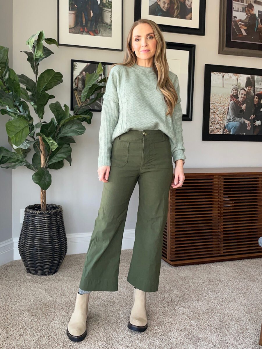 winter teacher outfit cropped pants and sweater
