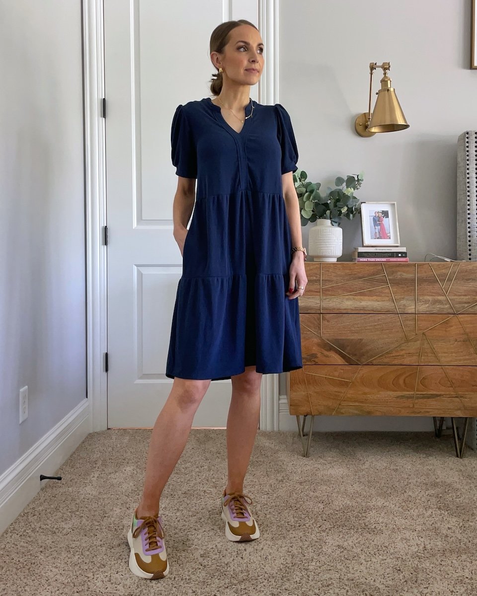 merricksart summer rainy day outfit merrick white collection dress and sorel sneakers