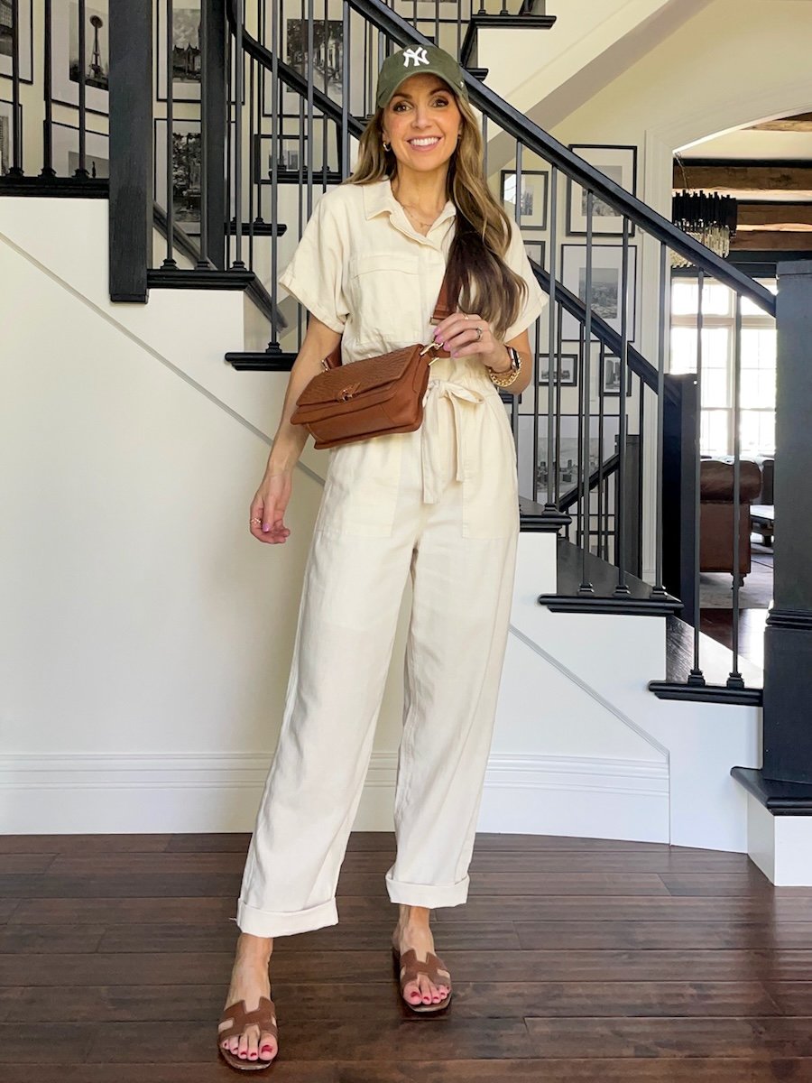 cream jumpsuit outfit merricksart