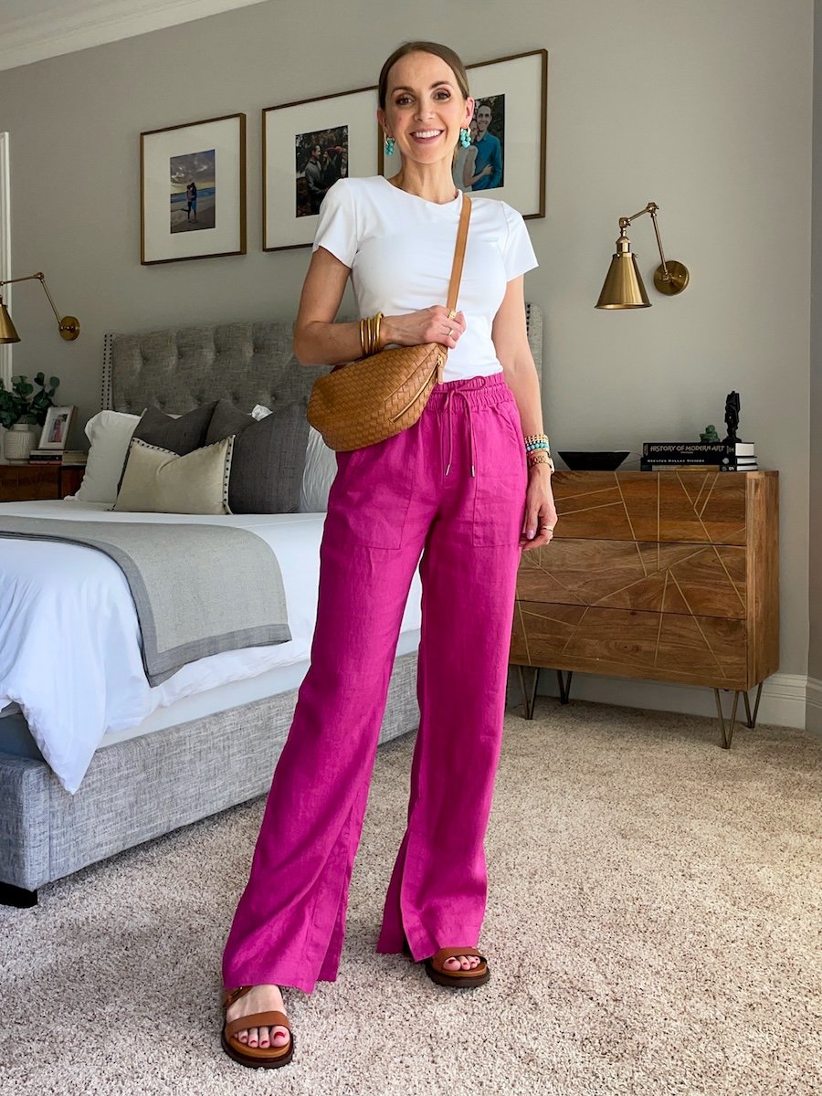 linen pants and tee