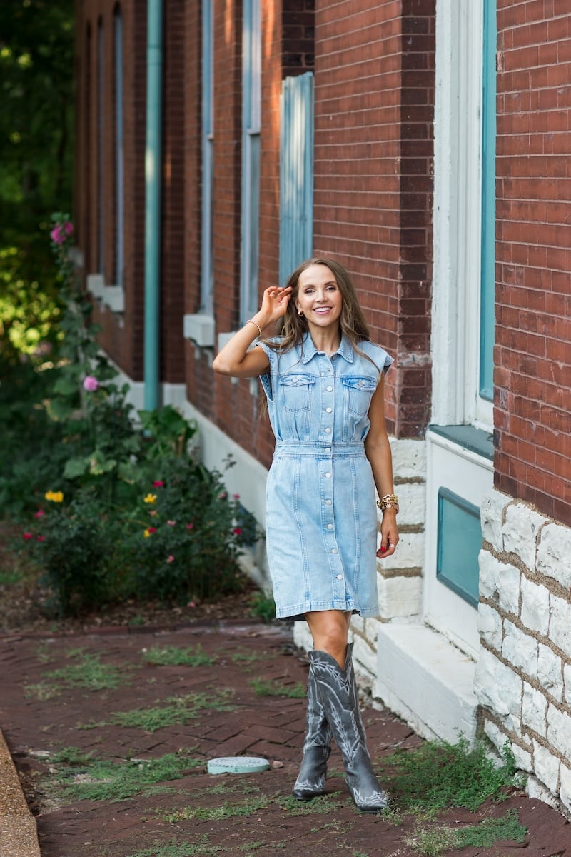cowboy boots with denim dress
