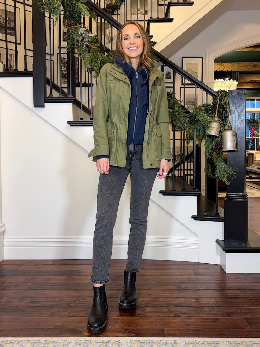 Layering with a hoodie: american giant hoodie with olive jacket merricksart
