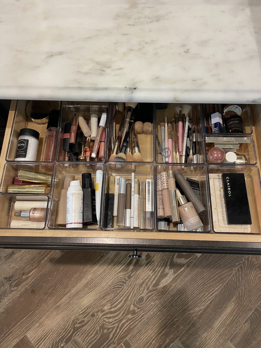 makeup drawer organization with home edit organizers from walmart