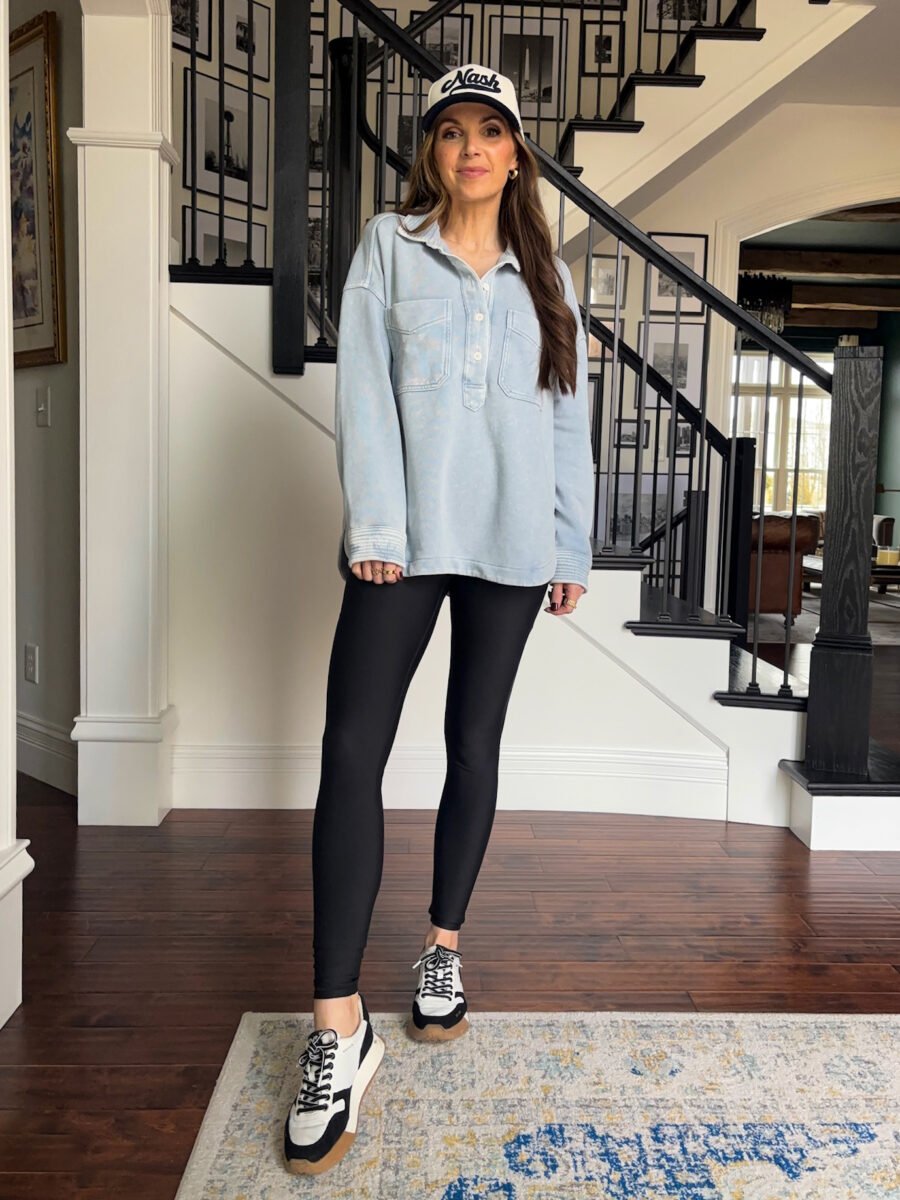 Aerie Pullover, Sam Edelman sneakers, Nashville hat