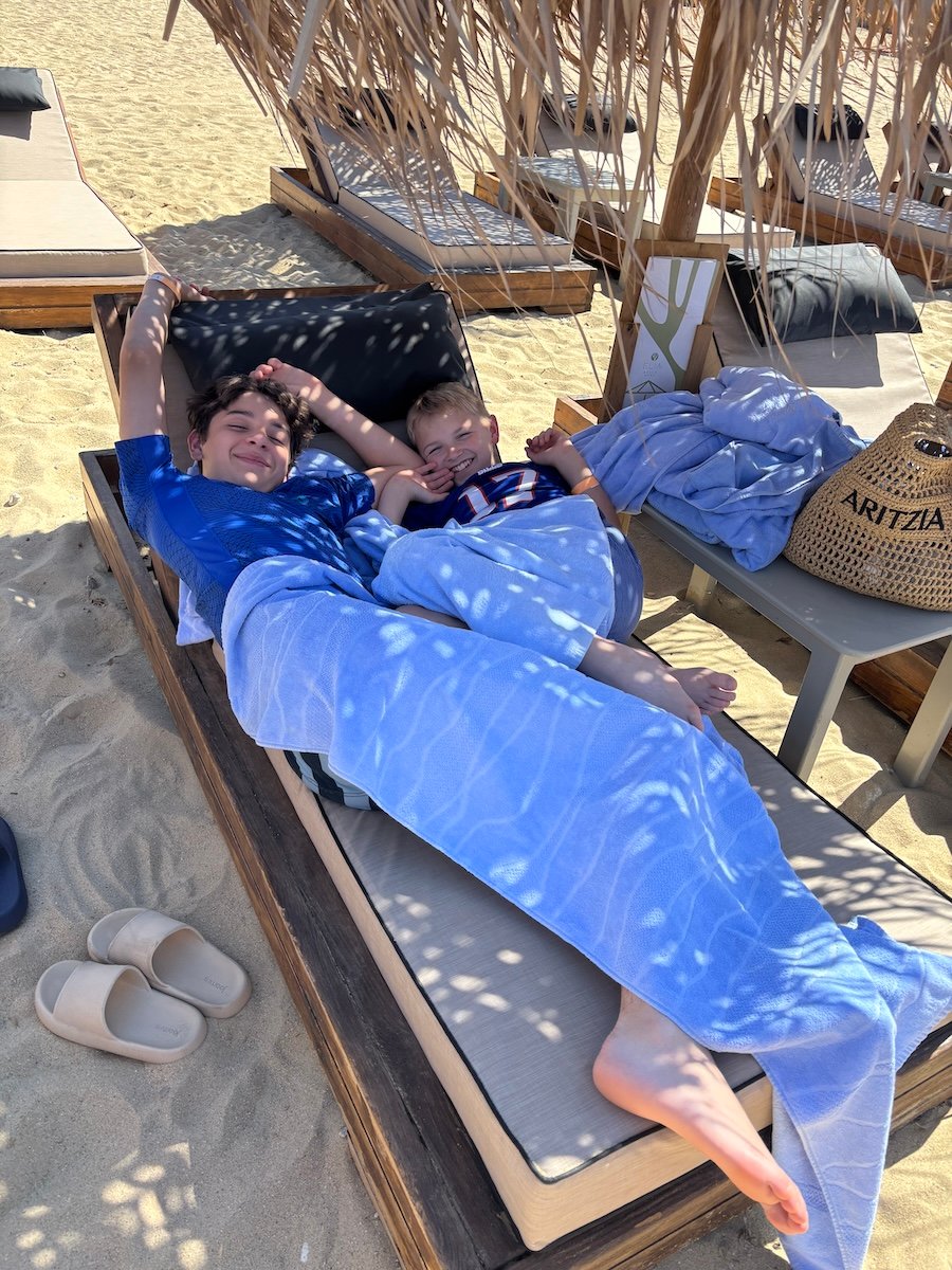 boys relaxing at Mykonos