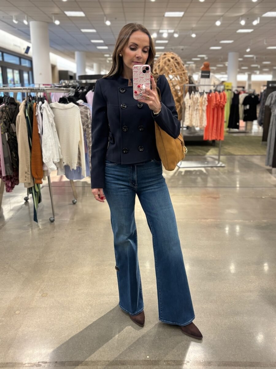 mother hustler jeans, sam edelman boots, nordstrom military blazer