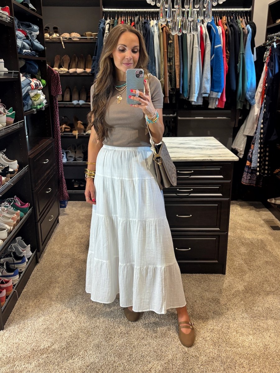 target tiered skirt and double strap flats